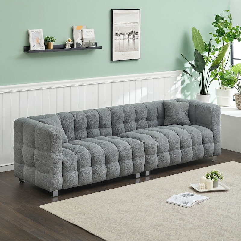 102'' teddy velvet four-seater modern style sofa