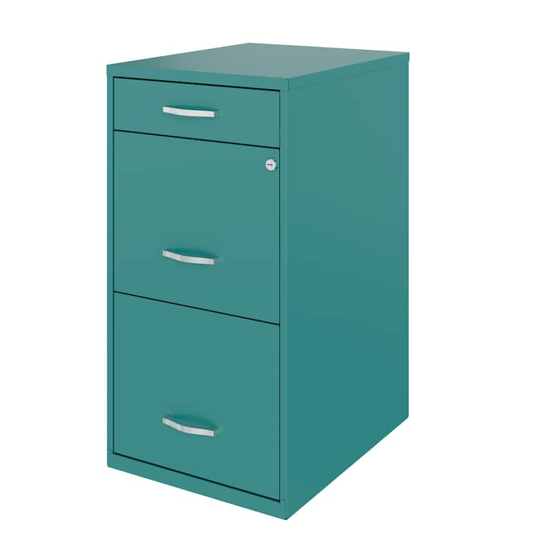 Space Solutions 18" Deep 3 Drawer Metal Organizer File Cabinet, Teal