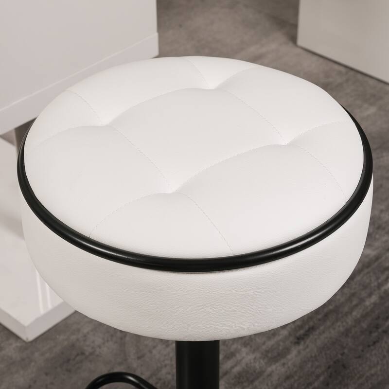 Modern PU Height Adjustable Swivel Bar Stool with Storage, Set of 2