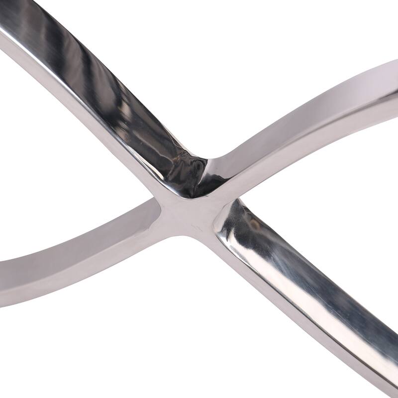 HomeRoots 20" Amber and Silver Leather Tufted Ottoman