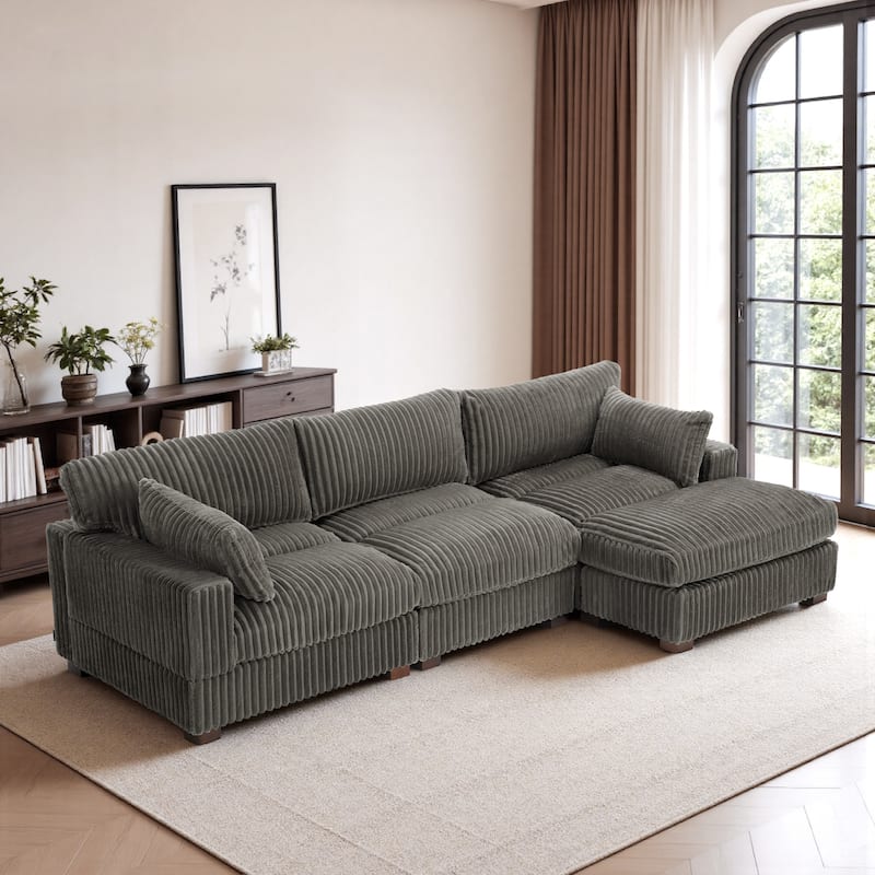 Oversized Plush Modular Sectional Sofa Couch with Ottoman