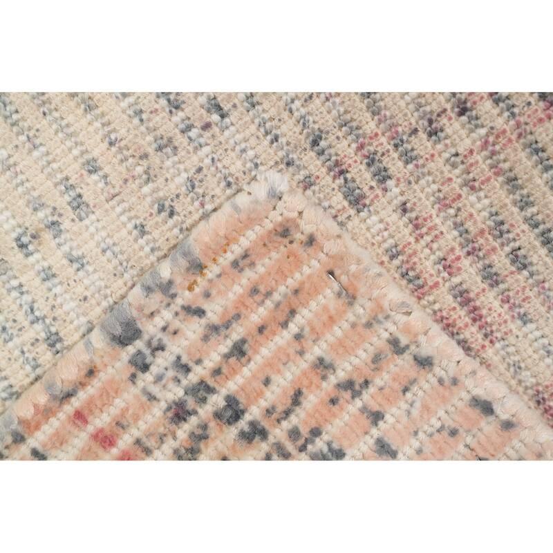 Hand Knotted Oriental Viscose Silk Carpet Modern All-Over Peach Abstract Area Rug - 4' 0'' X 2' 0''