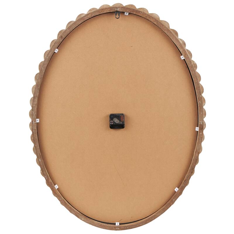 Brown Wooden Two-Toned Decorative Wall Clock with White Accents