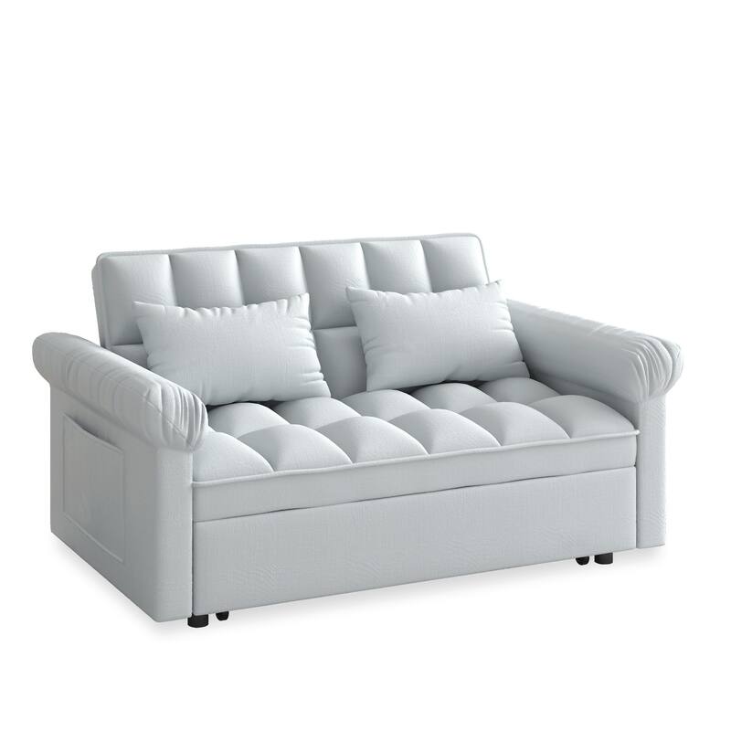 Roomfitters Loveseat Sofa Bed with Pull-Out Bed and Adjustable Back, Compact Upholstered Sleeper Sofa for Living Room