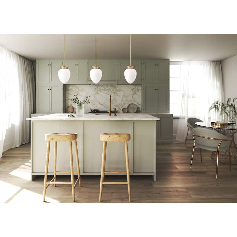 Gideon by Z-Lite 1 Light Pendant in Modern Gold with Etched Opal Glass Shade