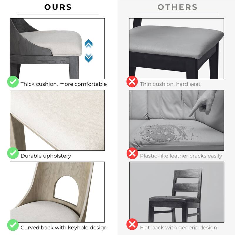 Furniture of America Piez Modern Solid Wood Curved Back Counter Height Chairs (Set of 2)