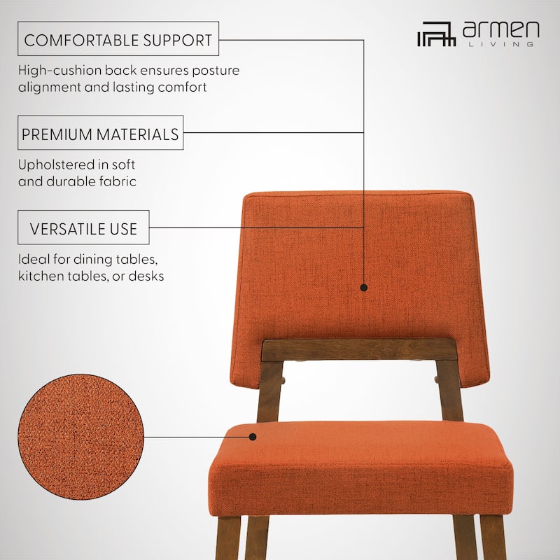Channell Mid-Century Modern Upholstered Wood Dining Chairs - Set of 2