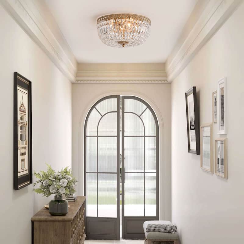 Silver Orchid 14-inch Crystal Flush Mount Chandelier