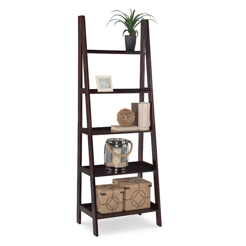 Freya 5-tier Ladder Bookshelf - Espresso