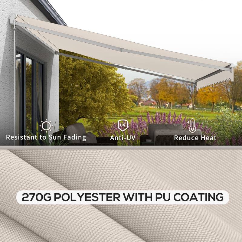 Outsunny 16' x 10' Electric Awning, Retractable Awning, UV Protection Sun Shade Shelter with Remote Controller and Manual Crank