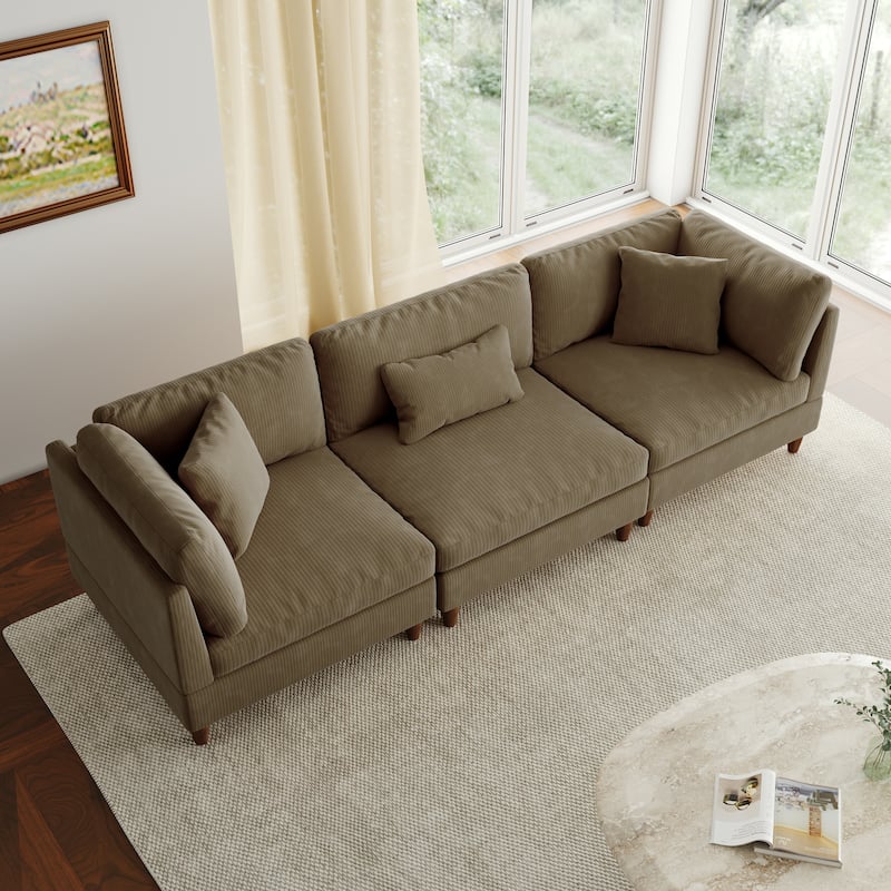 Jannae 112.12'' Upholstered Corduroy Sofa