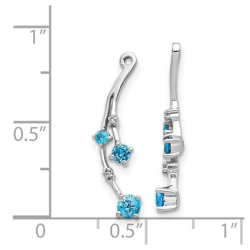 Curata 14k White Gold Diamond and Blue Topaz Earrings Jackets - 23x8mm Wide