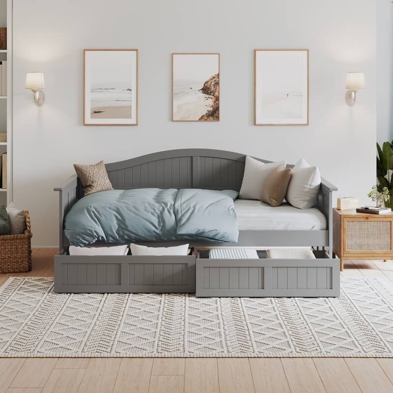 Nantucket Twin Wood Daybed with Set of 2 Drawers