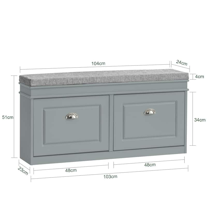 SoBuy FSR64-W, Hallway Shoe Bench Storage Cabinet With Flip-Drawer