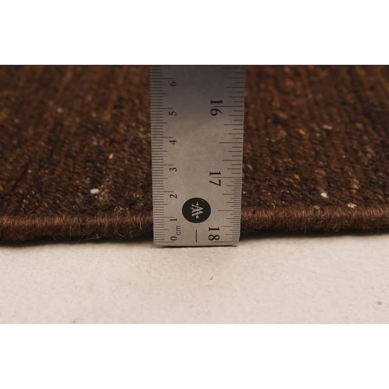 ECARPETGALLERY Flat-Weave Natural Brown Wool Kilim - 6'10 x 9'9