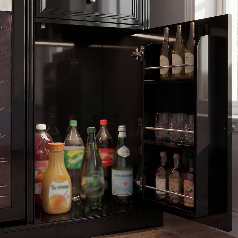 Wine Bar Cabinet with Mini Fridge Space & 34 Bottle Wine Cooler, 39" Coffee Bar Cabinet Freestanding Buffet Sideboard