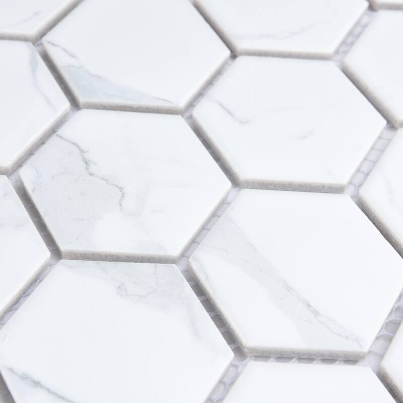 Merola Tile Carrione 2" Hex Matte Carrara 11-1/8" x 12-5/8" Porcelain Floor and Wall Tile