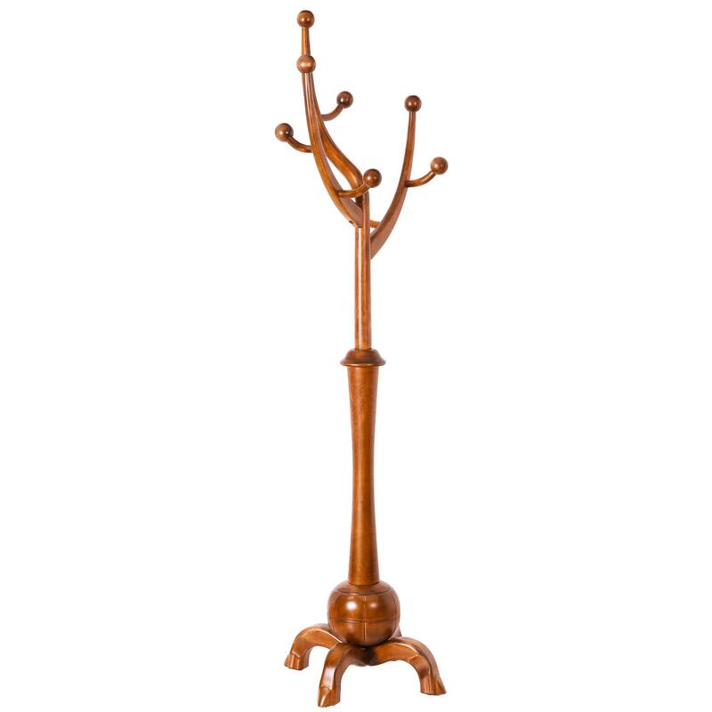 Tree-branch Rubberwood Freestanding Coat Rack with Hooks