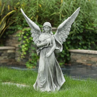 Grey MgO Peaceful Angel Garden Statue