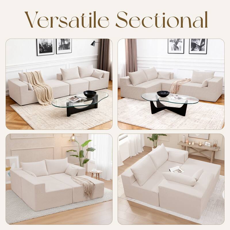 Modern L-Shaped Cloud Modular Sectional Sofa with Chaise Lounge