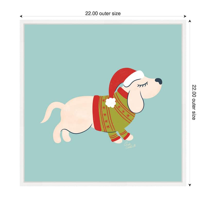 Kate and Laurel Framed Canvas Cute Christmas Beagle by Carrie Cantwell