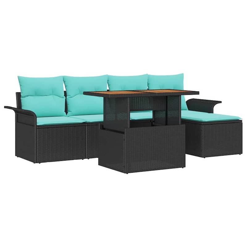 vidaXL 6 Piece Garden Sofa Set with Cushions - 98.8×46.1×27.2