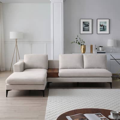 L-Shape Sectional Sofa with Reversible Chaise and Armless Loveseat