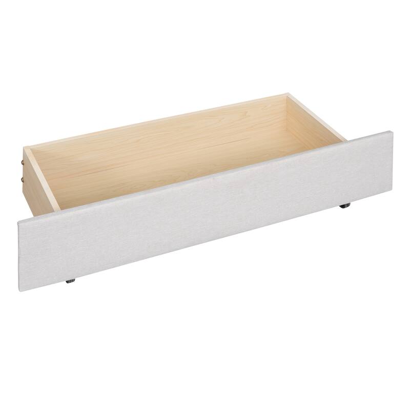 Full/Queen Size Upholstered Platform Bed with Stylish Brick Pattern Headboard, Trundle & 2 Drawers, Linen Fabric Comfort