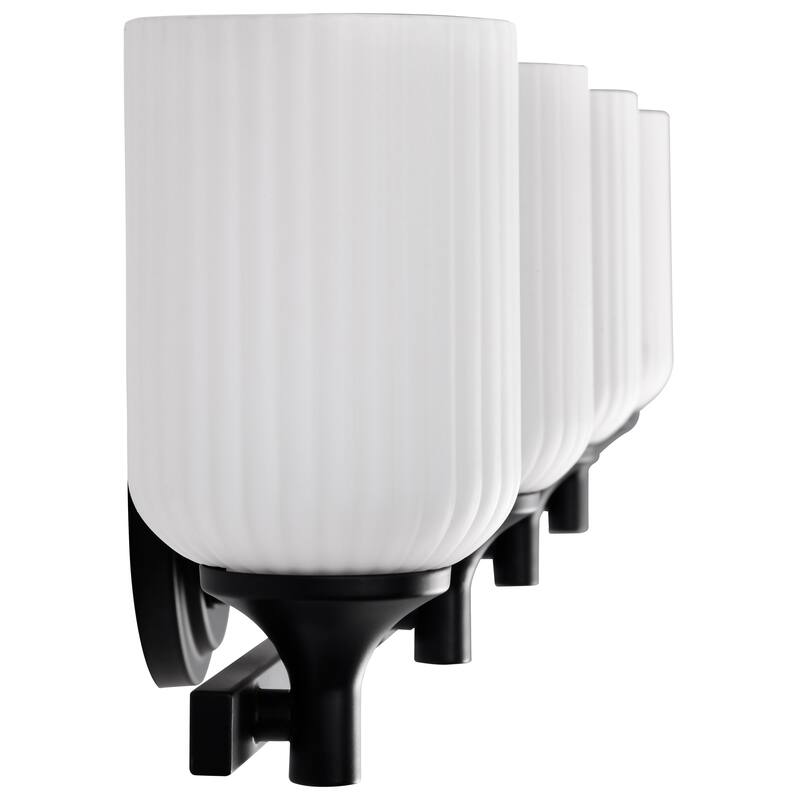 Solara 4 Light Vanity Matte Black Finish Frosted Ribbed Glass - Matte Black