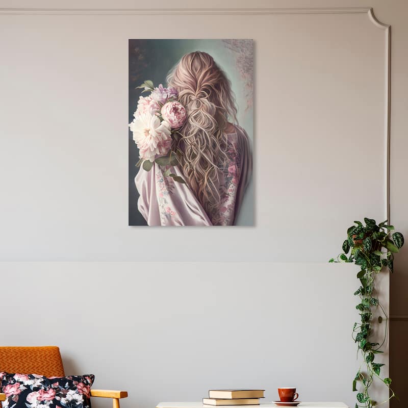 Wynwood Studio Fashion and Glam Adrienne Pink and Light Pink Traditional Wall Art Canvas Print - 30 x 20