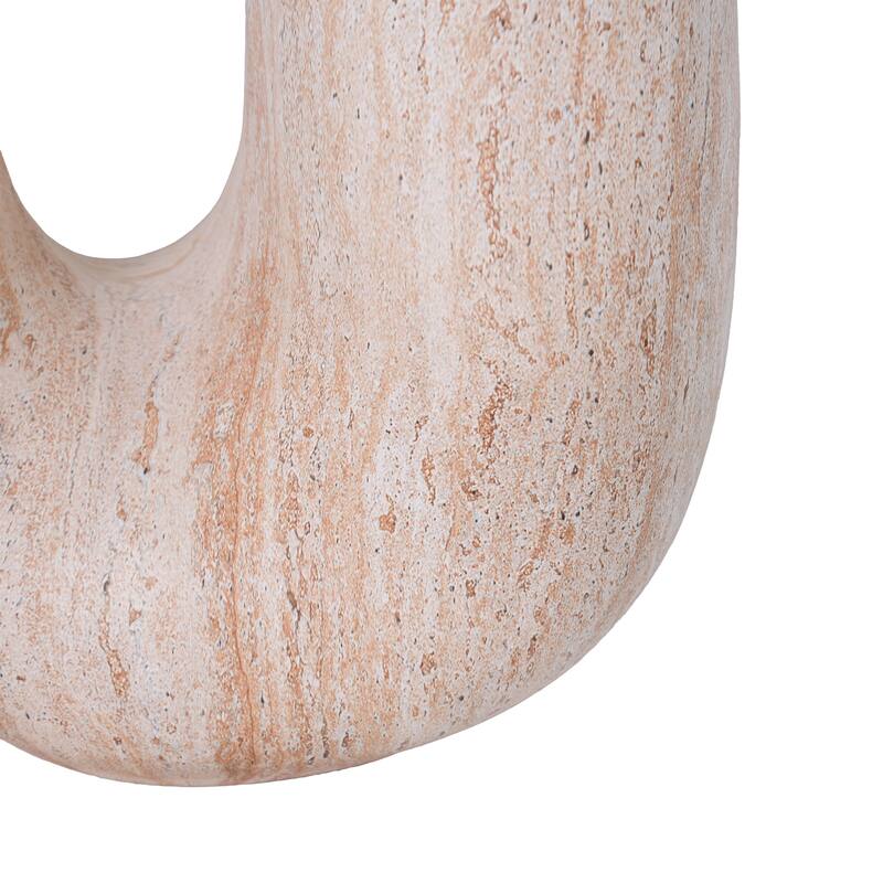 Christopher Knight Home - Modern Indoor/Outdoor 18.9"H U-Shaped Faux Marble MgO Accent Side Table with Unique Veining