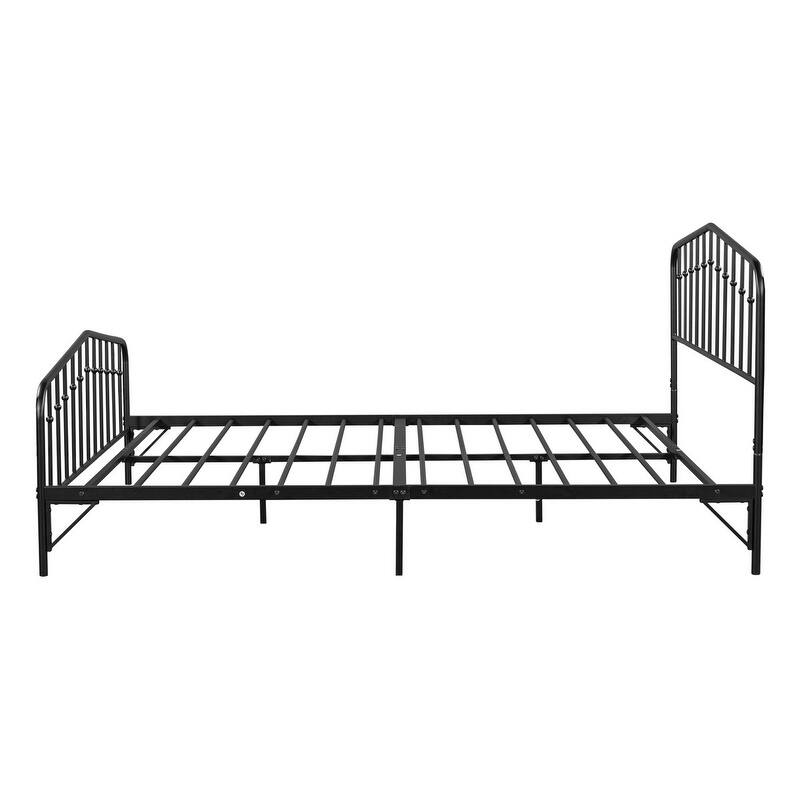 Queen Size Detachable Queen AntiNoise Metal Canopy Bed, Black Metal 4 Poster with Headboard and