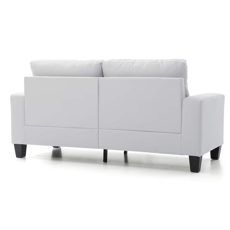 Square Arm Faux Leather Tufted Straight Sofa - 71" - White