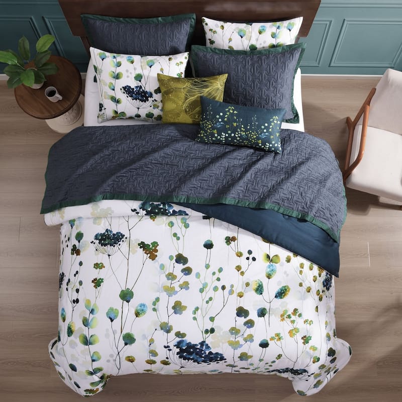 Bebejan Abstract Vines 8 Piece 100 % Cotton Sateen Reversible Comforter & Coverlet Set