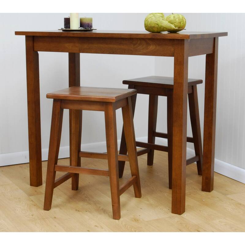 Rectangular Rubberwood Pub Bar Table - 42" - Walnut Brown