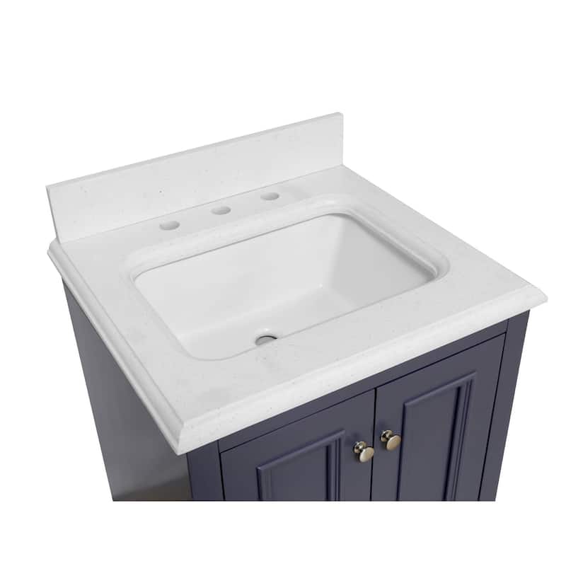 KitchenBathCollection Nantucket 24" Bathroom Vanity with Quartz Top
