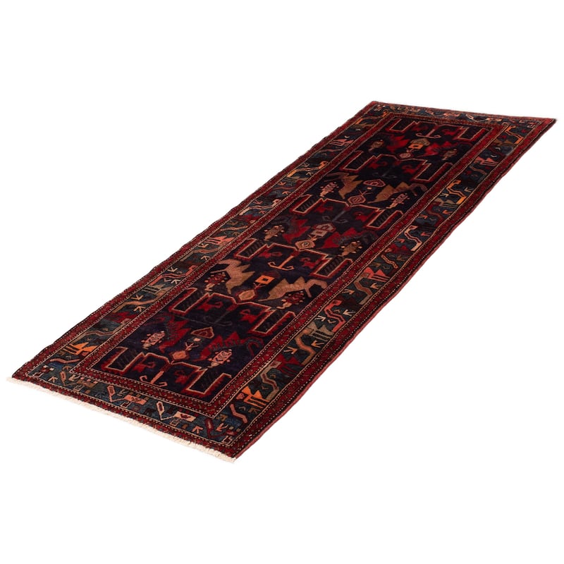 ECARPETGALLERY Hand-knotted Andelz Dark Navy, Red Wool Rug - 3'9 x 9'7