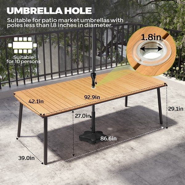 dimension image slide 0 of 6, Pellebant Patio Dining Table Rectangular Aluminum Outdoor Table