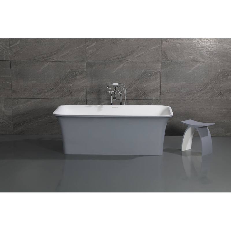 Kingston Brass Arcticstone 67" Free Standing Solid Surface Soaking Tub