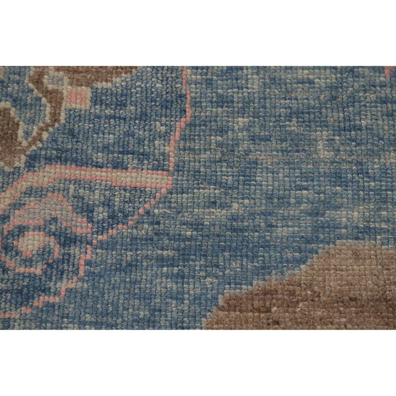 Hand Knotted Oriental 100% Wool Carpet Transitional All-Over Navy Blue & Blues Oushak Area Rug - 9' 11'' X 8' 4''