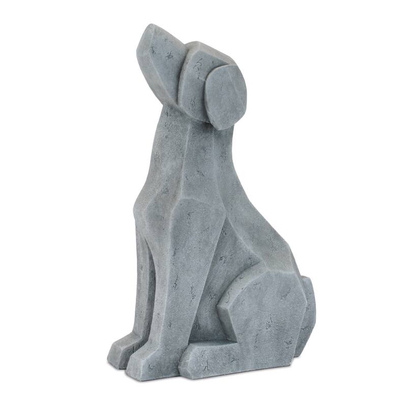 HomeRoots Set of Two Gray Polyresin Cat And Dog Figurines - 8.95 in. x 14.15 in. x 4.05 in.
