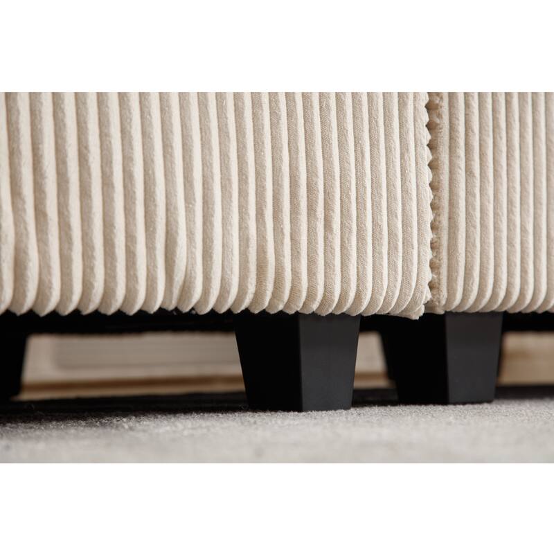 Beige 146" Convertible 5-Seater Modular Sofa with Plush Cushions
