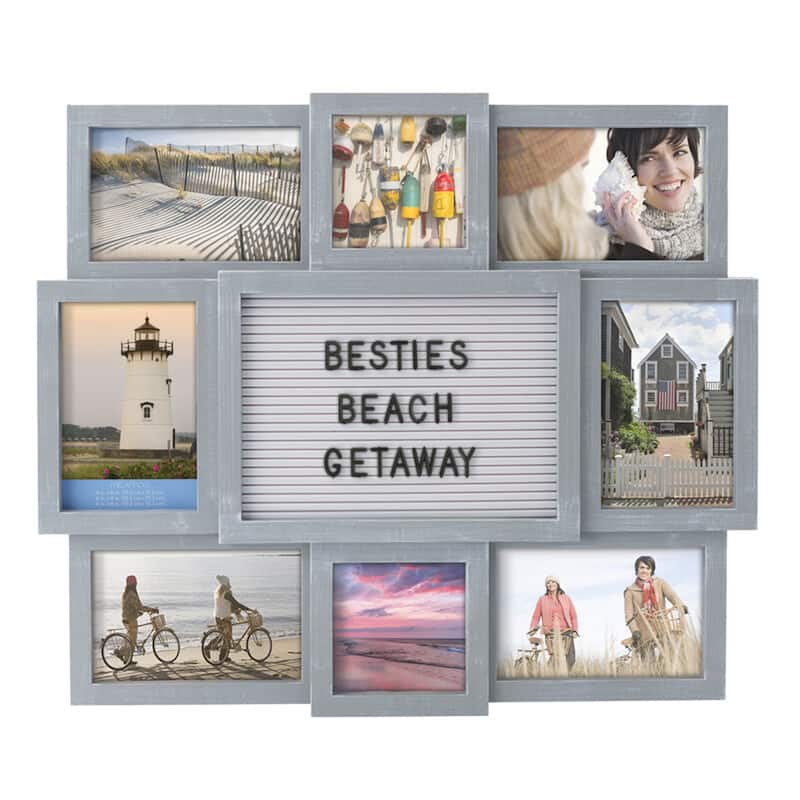 Melannco 8-Opening Letterboard Frame, 19X17 Inch, Distressed Gray