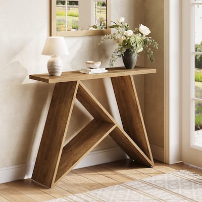 41.3 Inch Console Table, Modern Entryway Table with Geometric Base