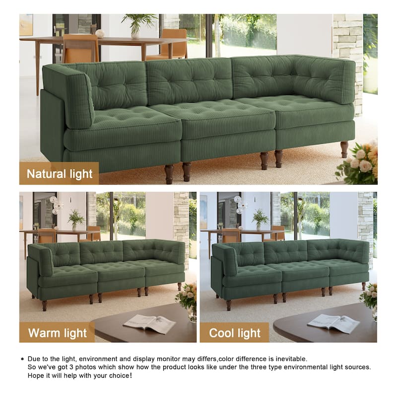 Oversized Modular Sectional Corduroy Fabric Tufted Sofa