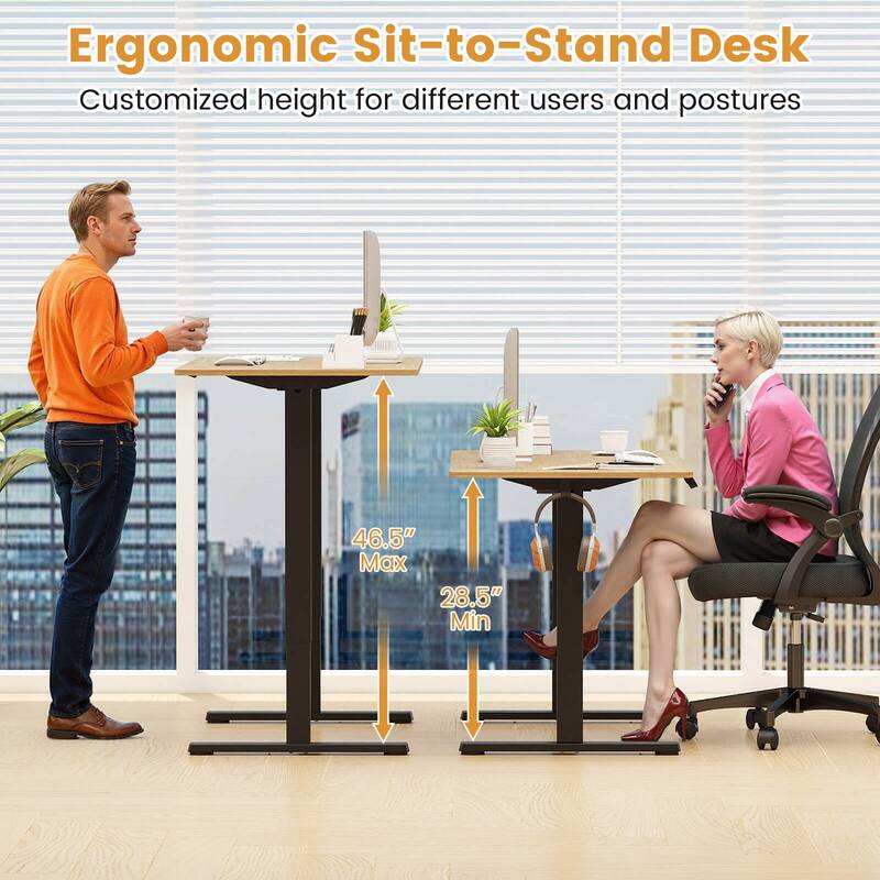 Costway 48” x 24” Electric Standing Desk with LED Display 2 Memory