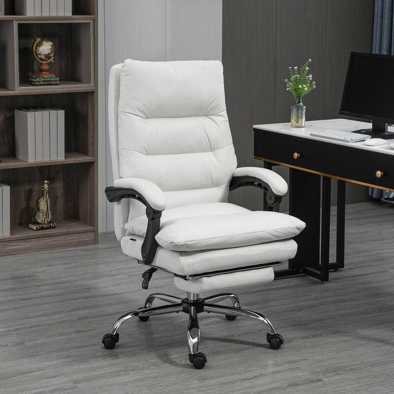 Executive Office Chair with Heated & Massage, Computer Desk Chair with Footrest, Microfibre High Back Swivel Office Chair