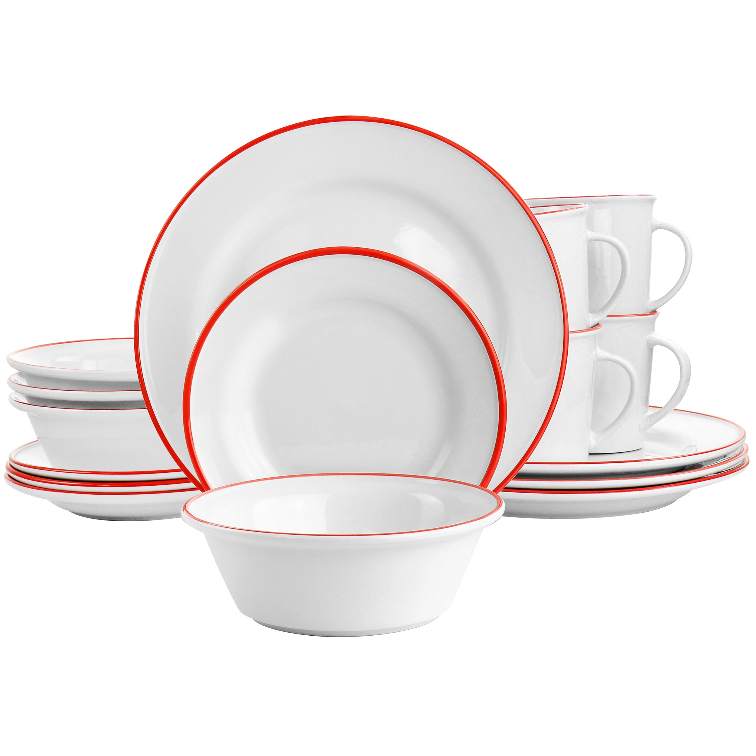 Dinner Set New Martha Stewart Ivory China  'Cloud Cuff Stripe' 4Pc 