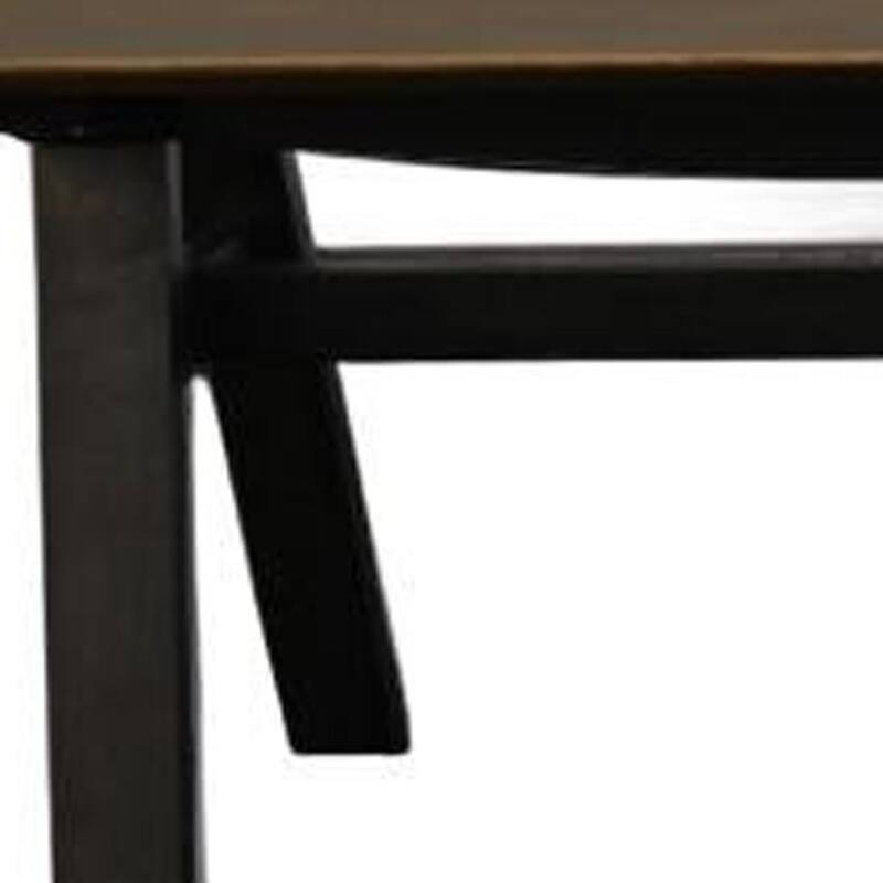 HomeRoots 59" Walnut and Black Solid Wood Dining Bench - 59.10 in. x 17.40 in. x 15.20 in.