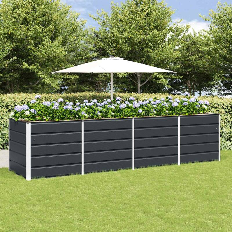 vidaXL Planter in Steel - 62.99 x 31.50 x 17.72 - Black - 94.49 x 31.50 x 29.53 in